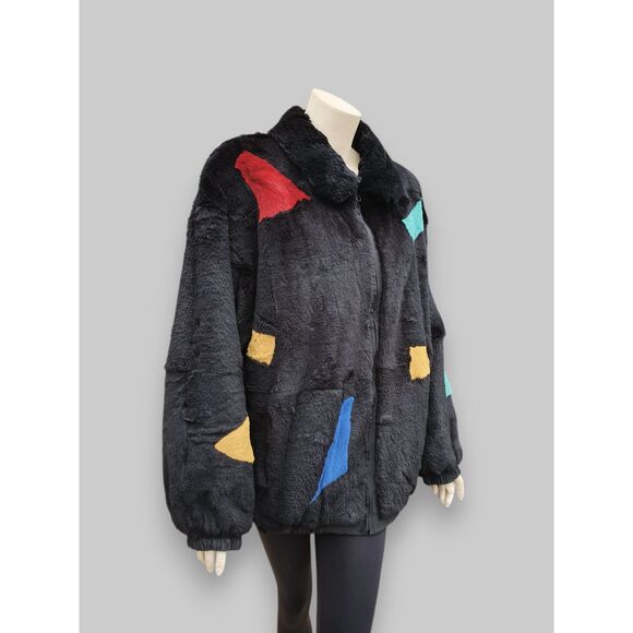 Black/Multicolor Reversible Rabbit Jacket -XL - Picture 5 of 11